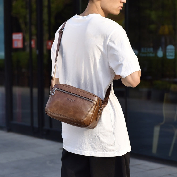 WEIXIER D523 Men Large Capacity Crossbody Single Shoulder Bag Casual PU Messenger Handbag