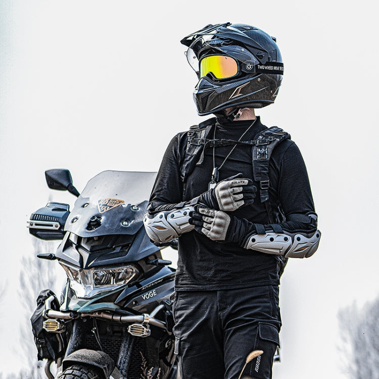 SULAITE Motorcycle Outdoor Riding Breathable Protective Equipment, 2pcs /Set Knee Pads Gray, 2pcs /Set Elbow Pads Gray