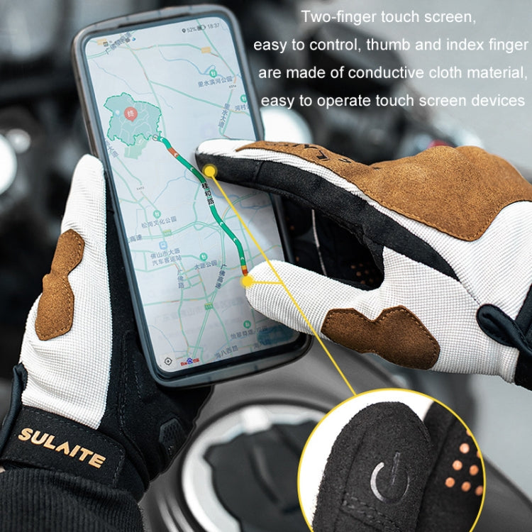 SULAITE Motorcycle Riding Breathable Conductive Touch Screen Full Finger Gloves, M, L, XL, XXL