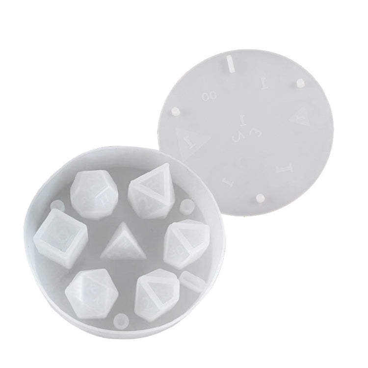 Silicone Dice Resin Molds with 7 Standard Polyhedral Stereoscopic Dice Cavities, Dice