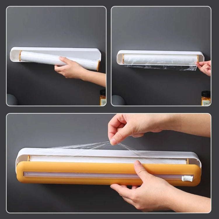 Cling Film Cutter Adjustable Storage Cutting Box, Yellow White, Blue White, Black White, Yellow White Magnetic Sticker, Blue White Magnetic Sticker, Black White Magnetic Sticker, Yellow White Magnet+Suction Cup, Blue White Magnet+Suction Cup           ...