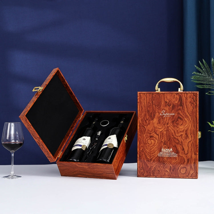 Double Piano Finish Red Wine Box Wooden Packing Case Wine Gift Box With Tools, Double (Rosewood), Double (Ebony), Double (Red Sandalwood)