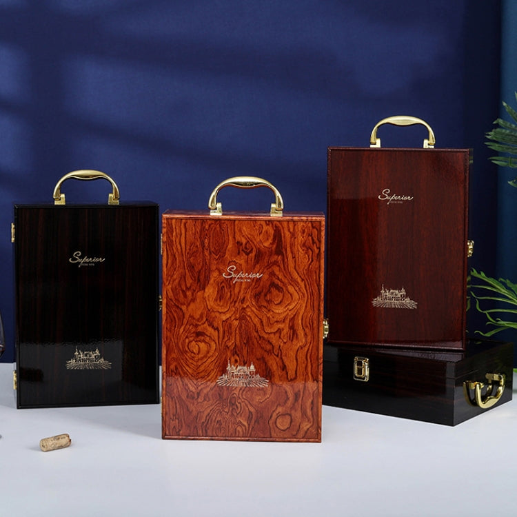 Double Piano Finish Red Wine Box Wooden Packing Case Wine Gift Box With Tools, Double (Rosewood), Double (Ebony), Double (Red Sandalwood)