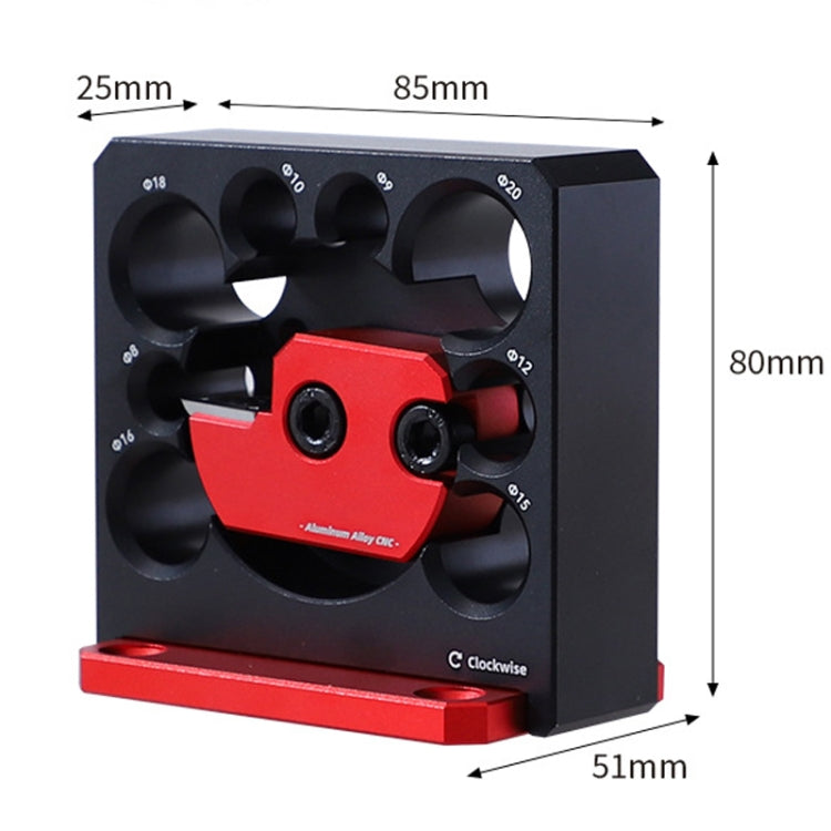 RUITOOL 8pcs / Set Adjustable 8-Hole Drill Rounders Woodworking DIY Tools, Red And Black, Silver And Red