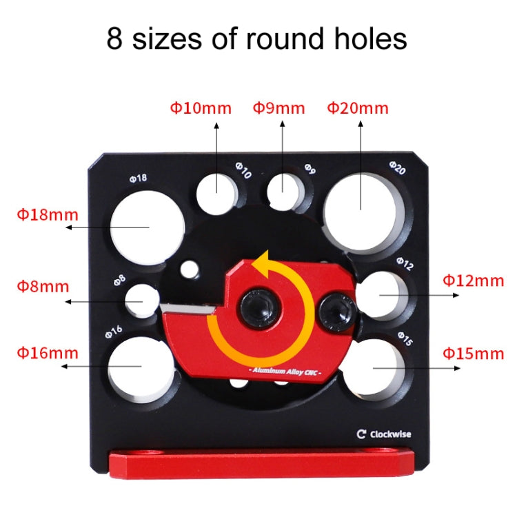 RUITOOL 8pcs / Set Adjustable 8-Hole Drill Rounders Woodworking DIY Tools, Red And Black, Silver And Red