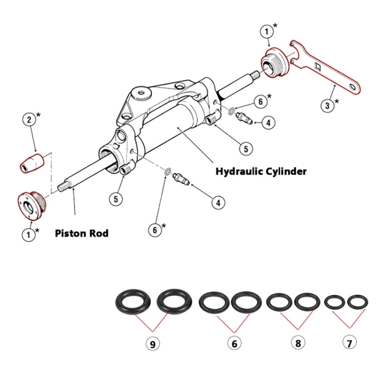 For Seastar HS5157 Boat Front Mount Hydraulic Steering Cylinder Seal Kits Wrench Tool