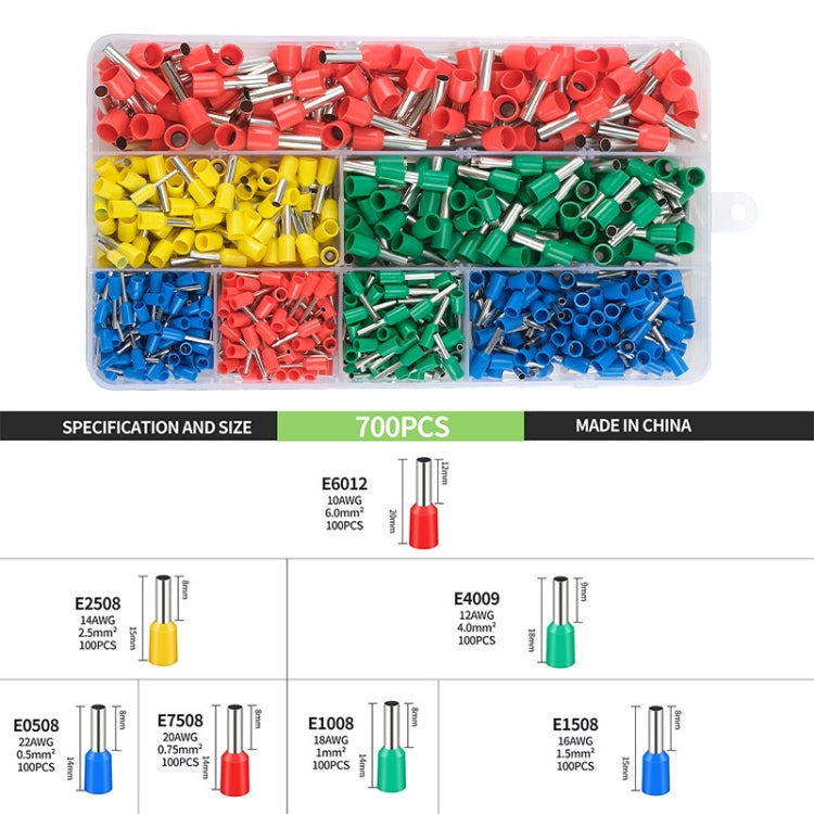 European Style Tube Type Wiring Cold Press Terminal Set, 700pcs /Set