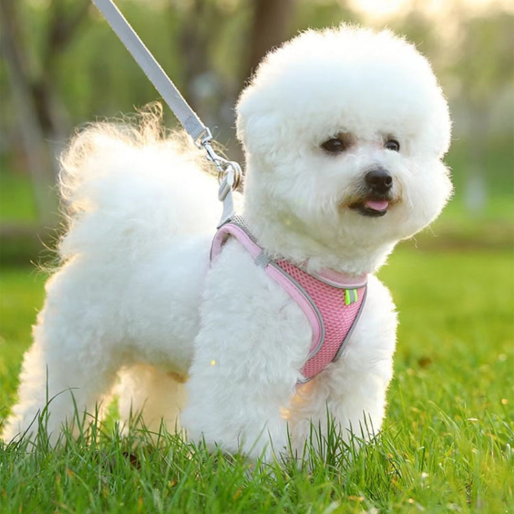 Undershirt Style Pet Chest Harness Summer Breathable Reflective Dog Leash, Single Blue, Single Green, Single Pink, Blue+1.5m Round Rope, Green+1.5m Round Rope, Pink+1.5m Round Rope, Blue+2m Round Rope, Green+2m Round Rope, Pink+2m Round Rope