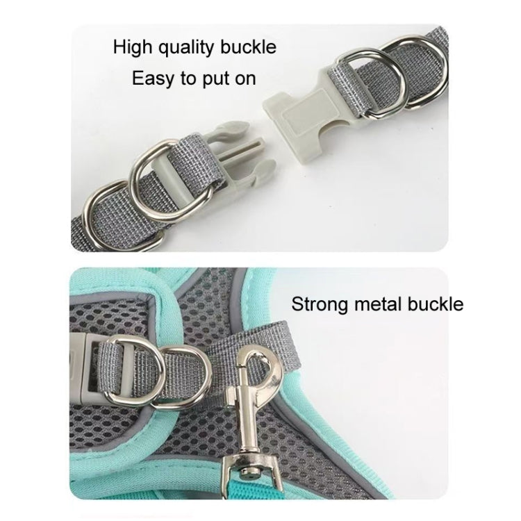 Undershirt Style Pet Chest Harness Summer Breathable Reflective Dog Leash, Single Blue, Single Green, Single Pink, Blue+1.5m Round Rope, Green+1.5m Round Rope, Pink+1.5m Round Rope, Blue+2m Round Rope, Green+2m Round Rope, Pink+2m Round Rope