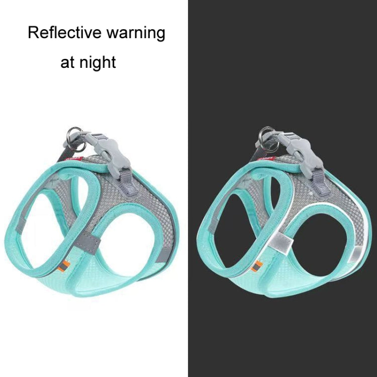 Undershirt Style Pet Chest Harness Summer Breathable Reflective Dog Leash, Single Blue, Single Green, Single Pink, Blue+1.5m Round Rope, Green+1.5m Round Rope, Pink+1.5m Round Rope, Blue+2m Round Rope, Green+2m Round Rope, Pink+2m Round Rope