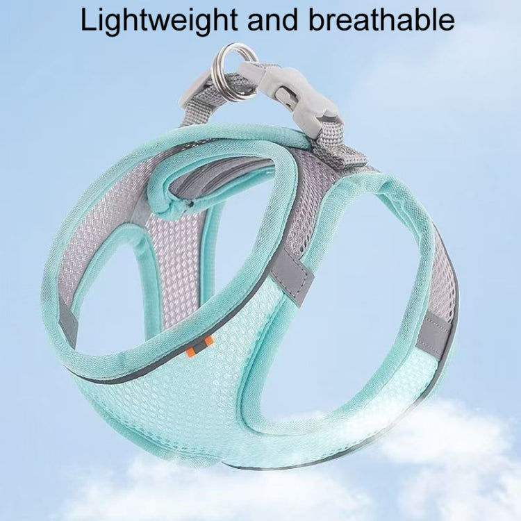 Undershirt Style Pet Chest Harness Summer Breathable Reflective Dog Leash, Single Blue, Single Green, Single Pink, Blue+1.5m Round Rope, Green+1.5m Round Rope, Pink+1.5m Round Rope, Blue+2m Round Rope, Green+2m Round Rope, Pink+2m Round Rope