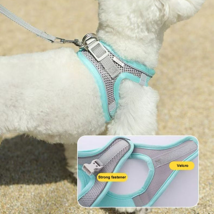 Undershirt Style Pet Chest Harness Summer Breathable Reflective Dog Leash, Single Blue, Single Green, Single Pink, Blue+1.5m Round Rope, Green+1.5m Round Rope, Pink+1.5m Round Rope, Blue+2m Round Rope, Green+2m Round Rope, Pink+2m Round Rope