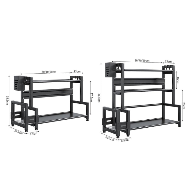 Kitchen Multifunctional Shelf Household Countertop Spice Storage Racks, Dual-Layer 30cm, Dual-Layer 40cm, Dual-Layer 50cm, Three-Layer 30cm, Three-Layer 40cm, Three-Layer 50cm
