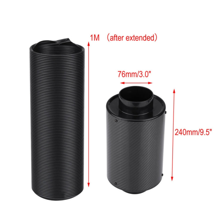 Carbon Fiber Air Intake Bellows Air Filter Kit Car Modification
