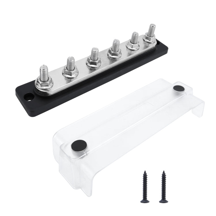M8 Stud RV Yacht 6-way Nylon Flame Retardant Base DC Busbar, Black
