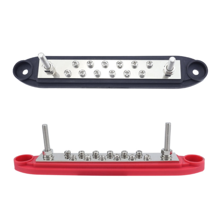 M6 2-post 12-way RV Yacht Terminal Nylon Flame Retardant Busbar, Red, Black, Red+Black 1pair