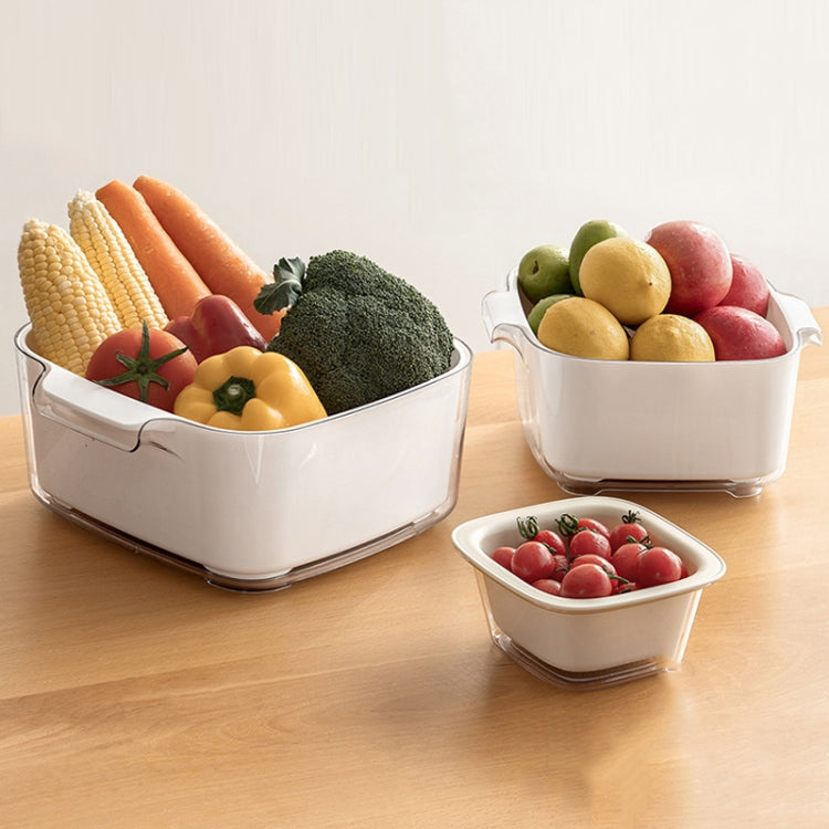 Kitchen Double Layer Drainage Basket Vegetable And Fruit Storage Rack, Milky White Small, Milky White Medium, Milky White Large, White Small, White Medium, White Large