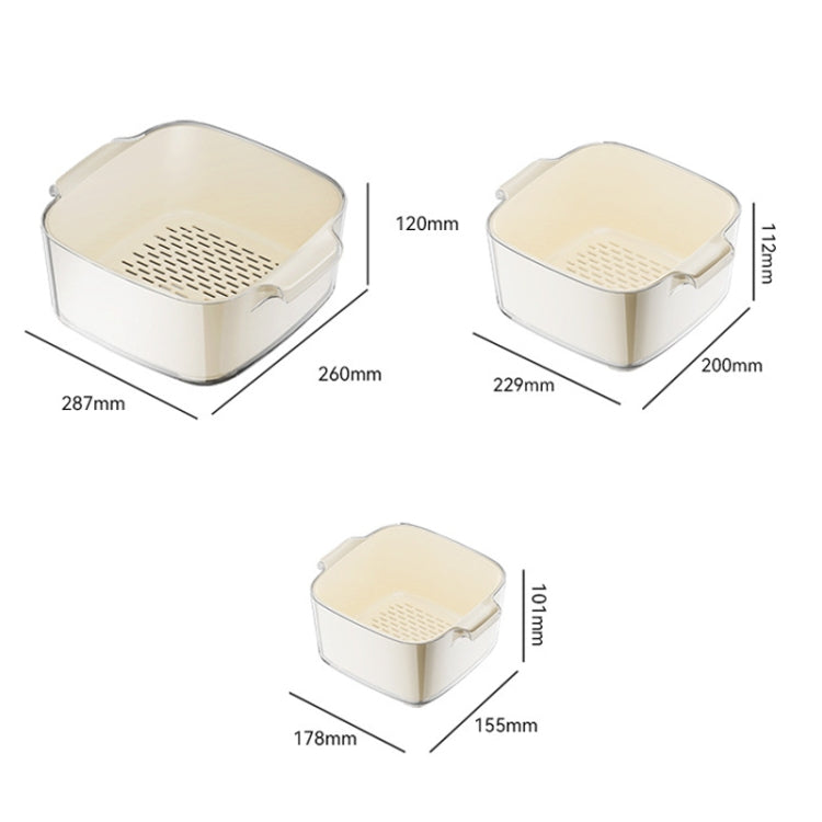 Kitchen Double Layer Drainage Basket Vegetable And Fruit Storage Rack, Milky White Small, Milky White Medium, Milky White Large, White Small, White Medium, White Large