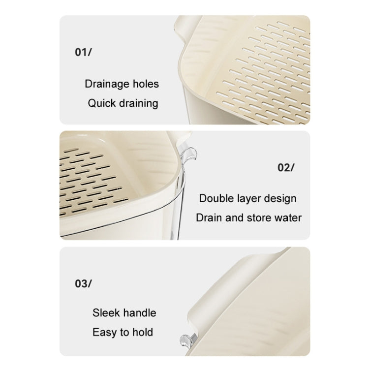 Kitchen Double Layer Drainage Basket Vegetable And Fruit Storage Rack, Milky White Small, Milky White Medium, Milky White Large, White Small, White Medium, White Large