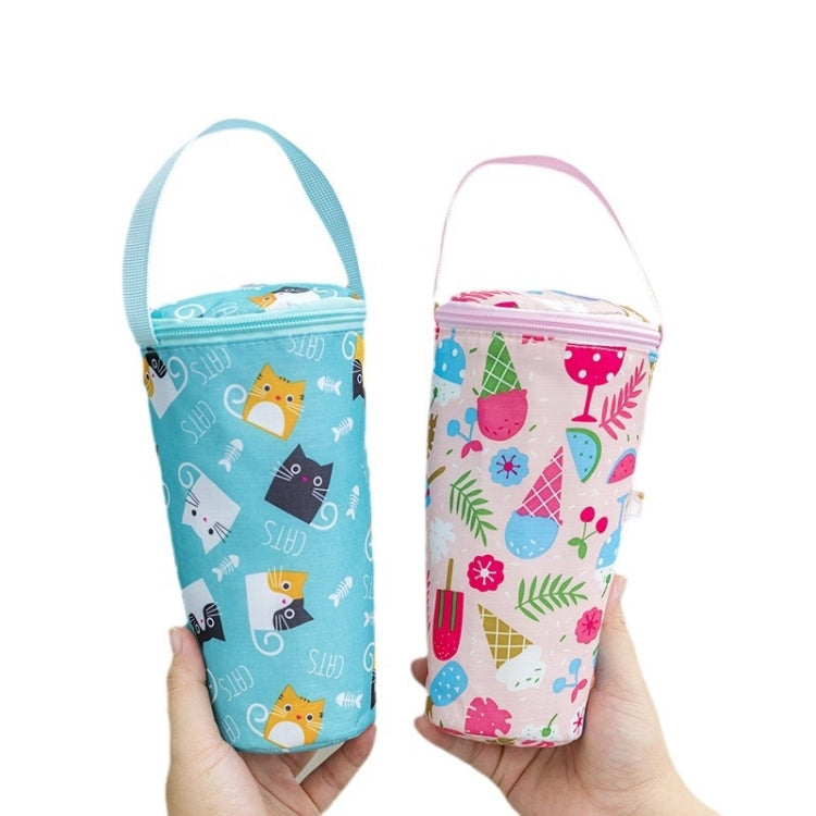 Portable Milk Tea Tote Bag Heat Preservation Eco-friendly Handbag Carrying Insulated Cup Cover, Lemon, Ice Cream