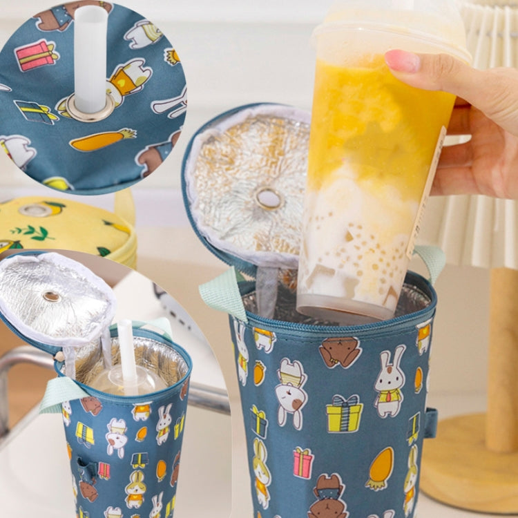Portable Milk Tea Tote Bag Heat Preservation Eco-friendly Handbag Carrying Insulated Cup Cover, Lemon, Ice Cream