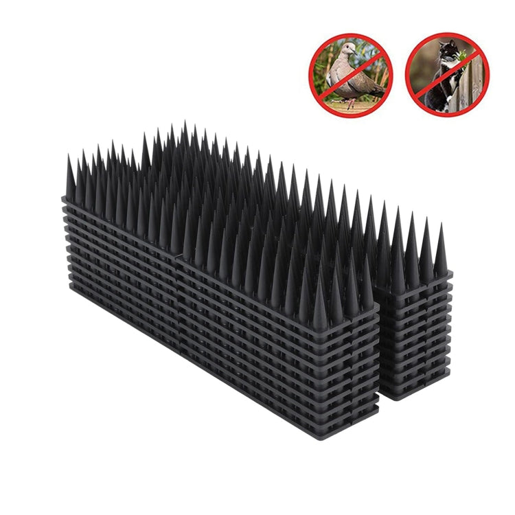 20pcs /Box 30cm 3 Rows Spikes Plastic Bird Repellent Spikes Anti-theft Bird Chase Cat Spikes, Black, Brown, Gray