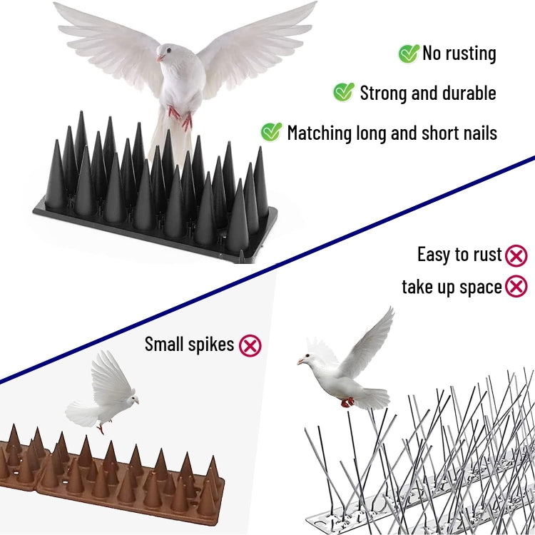 20pcs /Box 30cm 3 Rows Spikes Plastic Bird Repellent Spikes Anti-theft Bird Chase Cat Spikes, Black, Brown, Gray