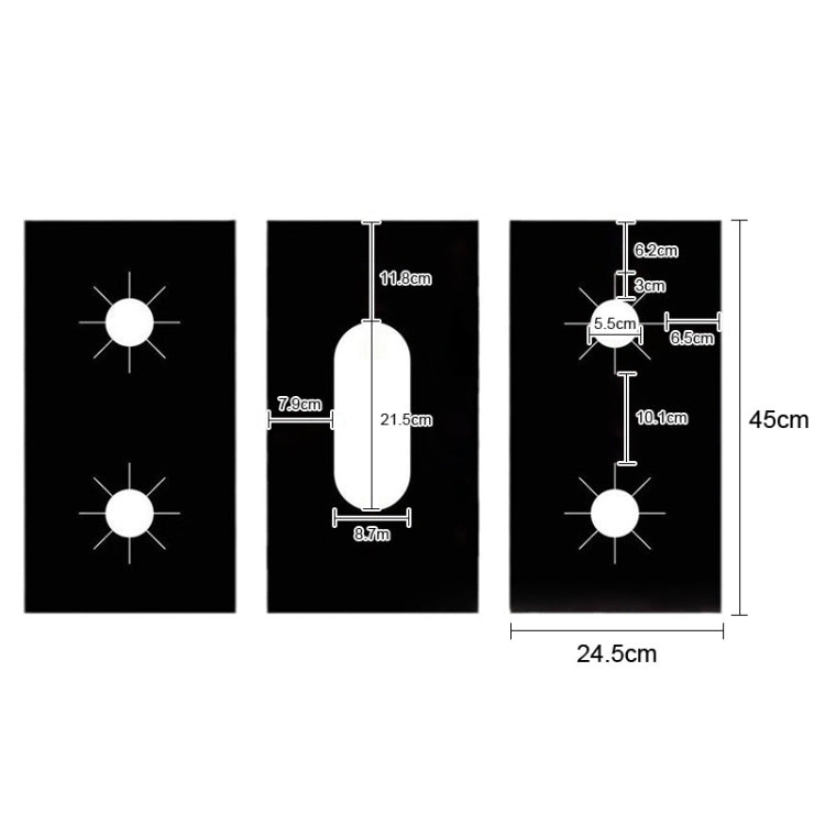 5 Holes Gas Oven Stove Grease Protection Cleaning Pad, 3pcs / Set