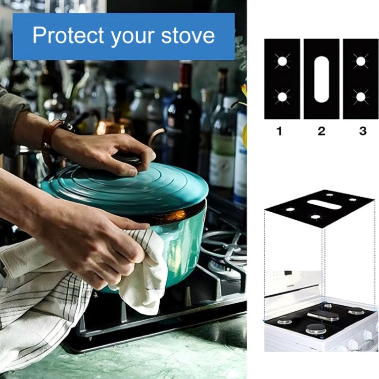 5 Holes Gas Oven Stove Grease Protection Cleaning Pad, 3pcs / Set