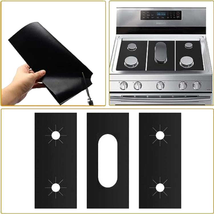5 Holes Gas Oven Stove Grease Protection Cleaning Pad, 3pcs / Set