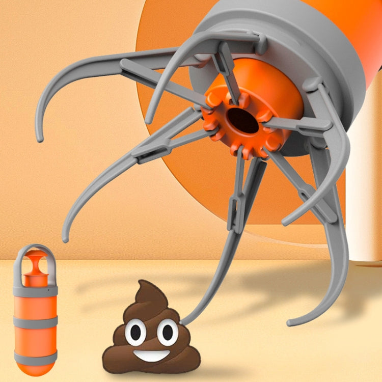 Pet Outing Portable Poop Scooper Dog Feces 6 Claws Pick Up Tools, Orange