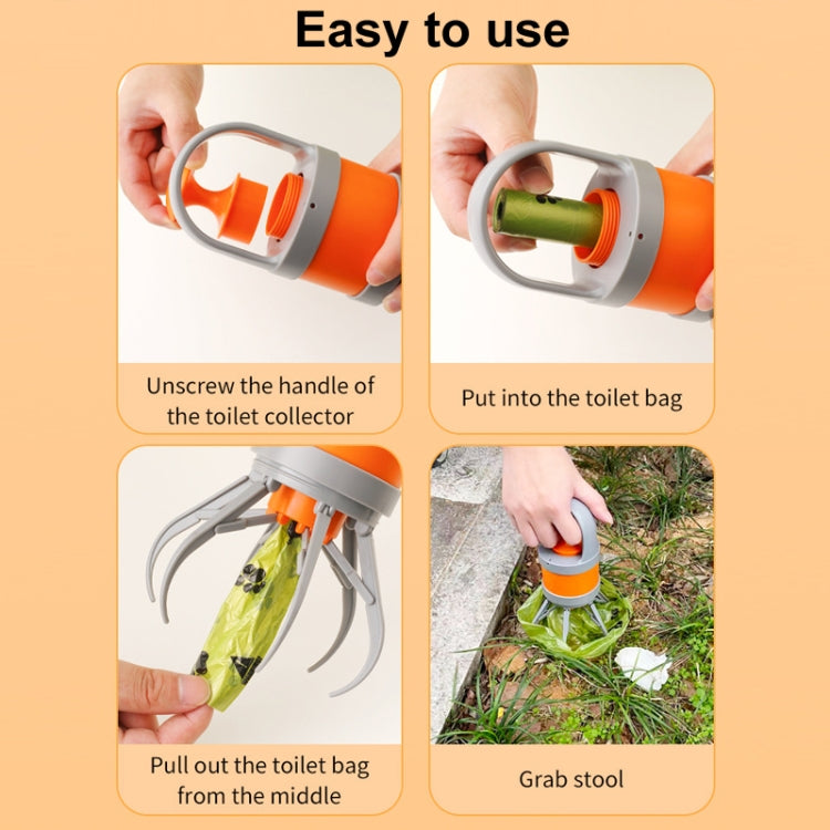 Pet Outing Portable Poop Scooper Dog Feces 6 Claws Pick Up Tools, Orange