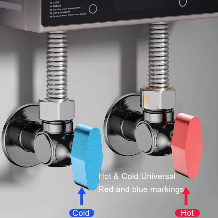 Copper High Flow 4-point Ball Valve Hot Cold Water Gas Water Heater Full Open Triangle Valve, Gray Blue Label Cold Water, Gray Red Label Hot Water, Electroplated Blue Label Cold Water, Electroplated Red Label Hot Water