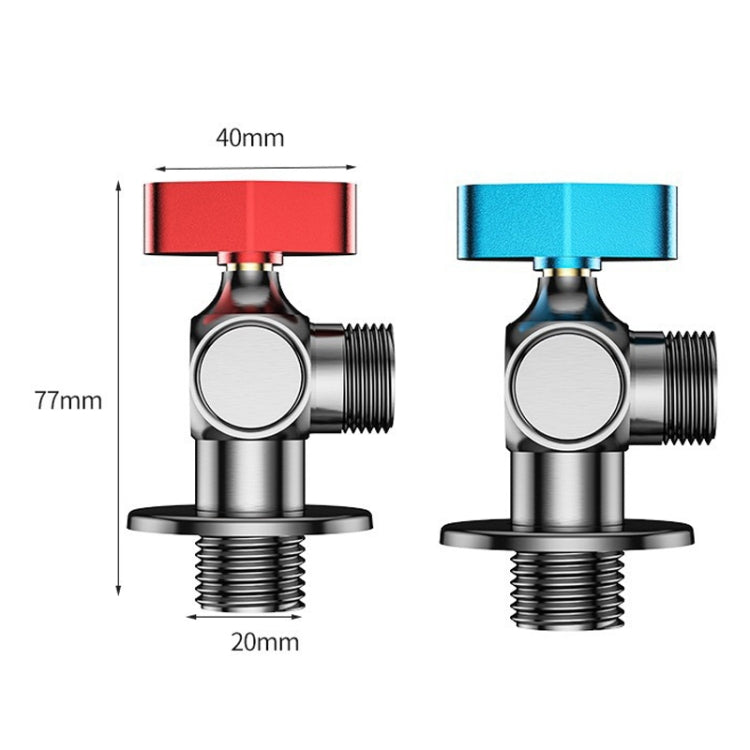 Copper High Flow 4-point Ball Valve Hot Cold Water Gas Water Heater Full Open Triangle Valve, Gray Blue Label Cold Water, Gray Red Label Hot Water, Electroplated Blue Label Cold Water, Electroplated Red Label Hot Water