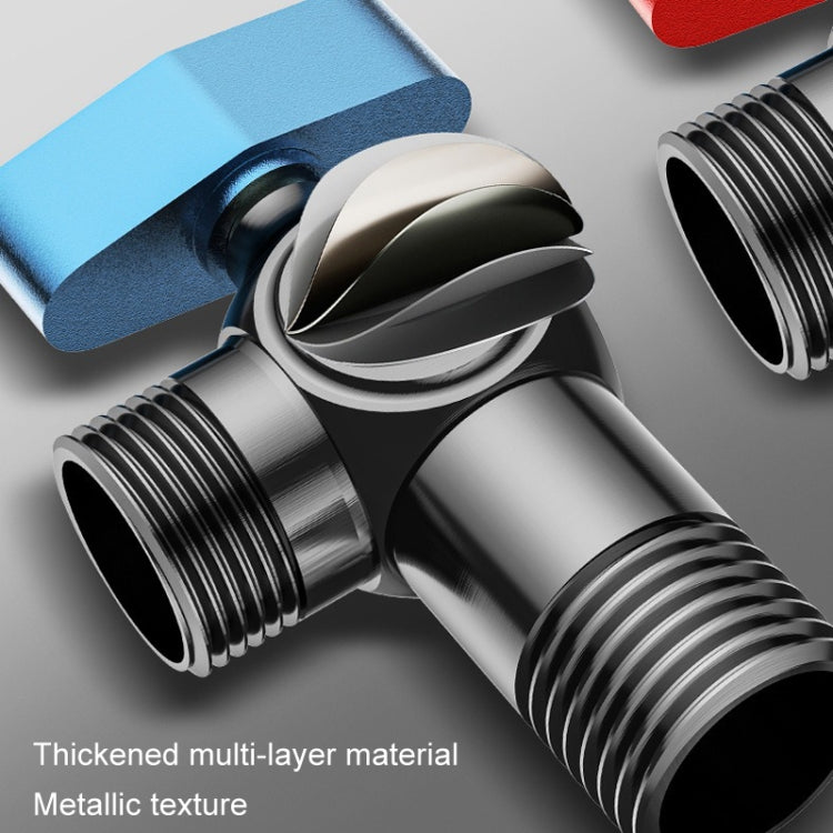 Copper High Flow 4-point Ball Valve Hot Cold Water Gas Water Heater Full Open Triangle Valve, Gray Blue Label Cold Water, Gray Red Label Hot Water, Electroplated Blue Label Cold Water, Electroplated Red Label Hot Water