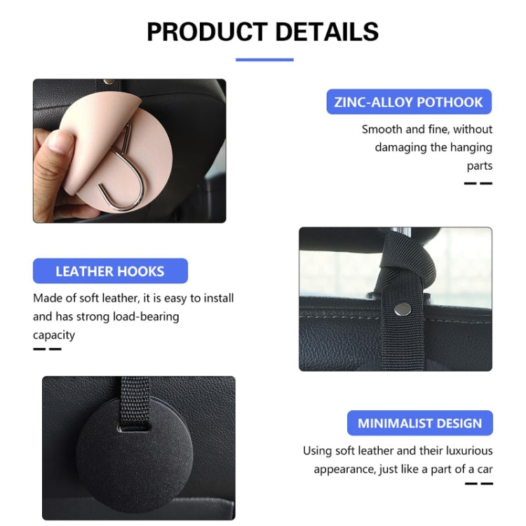 2pcs Concealed Car Seatback Leather Storage Hooks