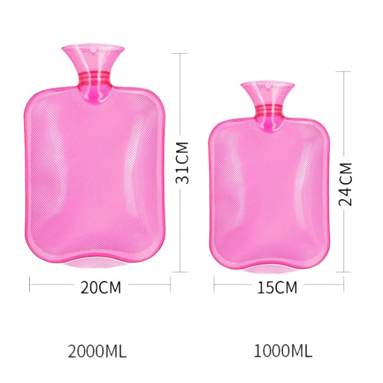 Clear PVC Thick Warm Water Bag Hand Warmer Girls Pocket Warmer Hot Water Bag, 1000ml Pink, 1000ml Purple, 1000ml Blue, 2000ml Pink, 2000ml Purple, 2000ml Blue