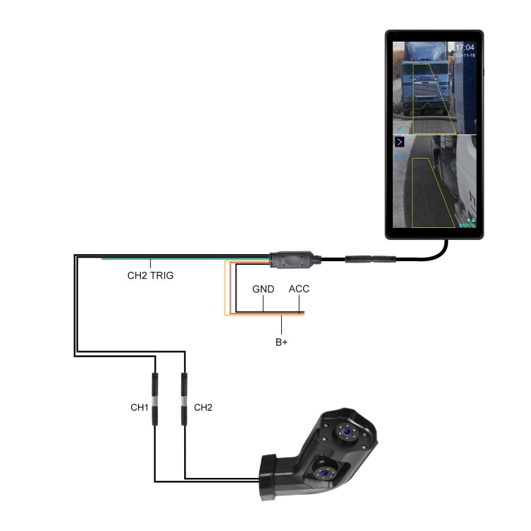 10.36 inch Wired HD 1 Drag 1 Blind Zone Monitor Universal AHD Reversing Kit, Right, Left