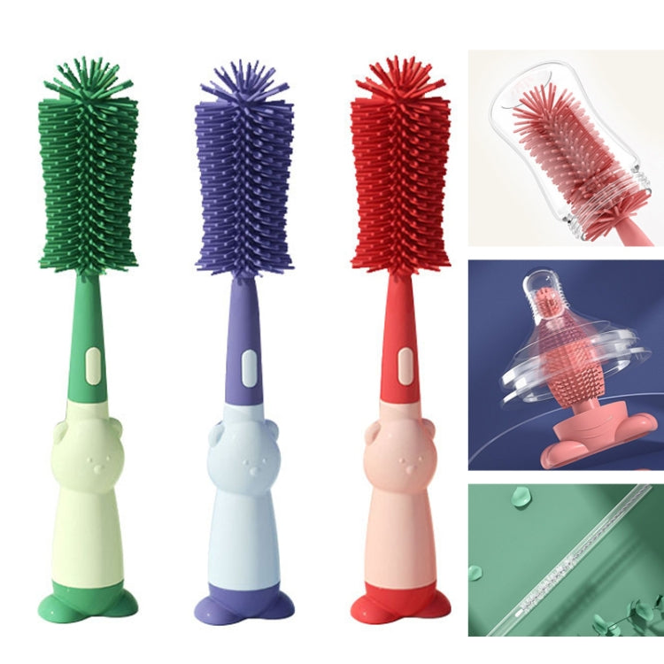 Portable 3 In 1 Food Grade Silicone Bottle Brush Set Multipurpose Baby Bottle Straw Cleaner Brush, 3 In 1 Green, 3 In 1 Red, 3 In 1 Purple