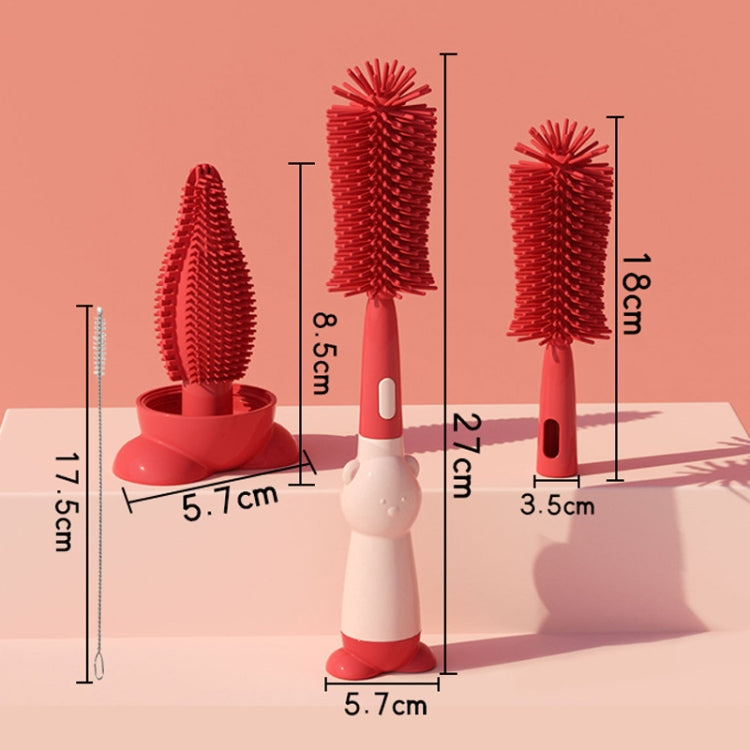 Portable 3 In 1 Food Grade Silicone Bottle Brush Set Multipurpose Baby Bottle Straw Cleaner Brush, 3 In 1 Green, 3 In 1 Red, 3 In 1 Purple