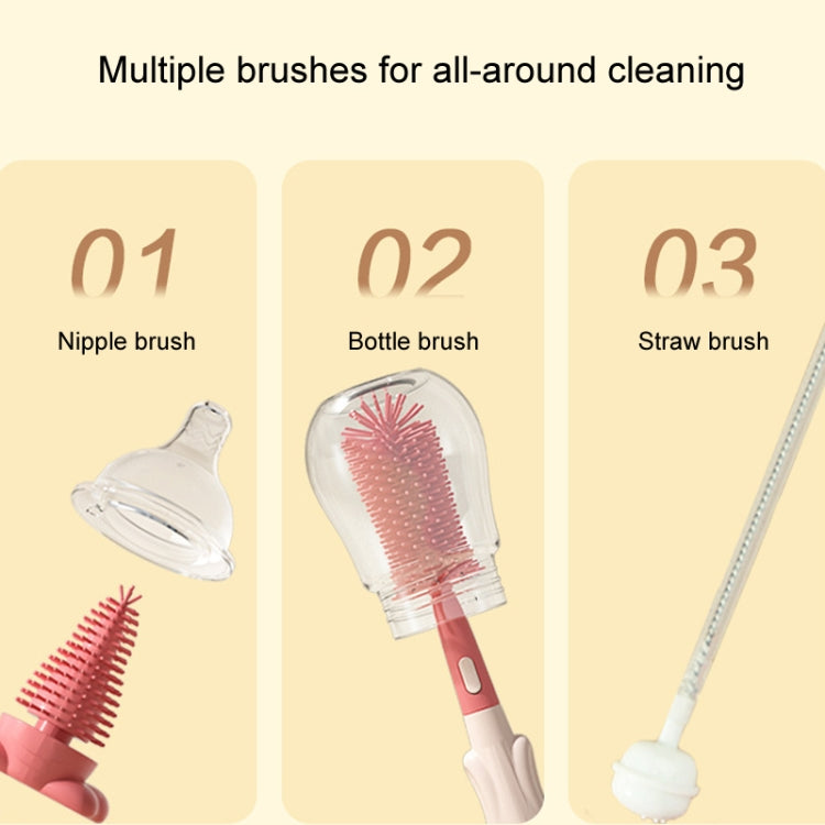 Portable 3 In 1 Food Grade Silicone Bottle Brush Set Multipurpose Baby Bottle Straw Cleaner Brush, 3 In 1 Green, 3 In 1 Red, 3 In 1 Purple