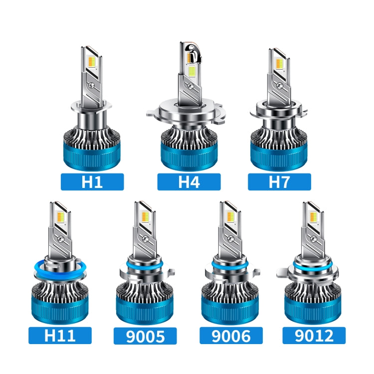 50W Three-color LED Double Copper Tube Aluminum Alloy Headlight, H7