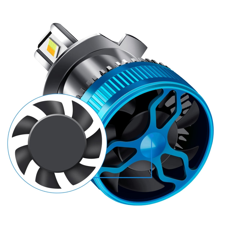 50W Three-color LED Double Copper Tube Aluminum Alloy Headlight, H7