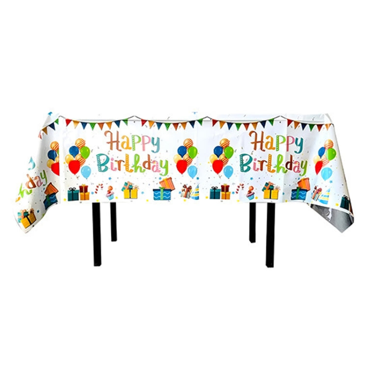 137x183cm Happy Birthday PET Aluminum Film Tablecloths Disposable Waterproof Party Decorative Table Cloth, English White Balloon, English Black Balloon, English Pink Balloon, Spanish Pink Star, Spanish Gold Star, Spanish Rose Star