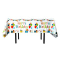 137x183cm Happy Birthday PET Aluminum Film Tablecloths Disposable Waterproof Party Decorative Table Cloth, English White Balloon, English Black Balloon, English Pink Balloon, Spanish Pink Star, Spanish Gold Star, Spanish Rose Star