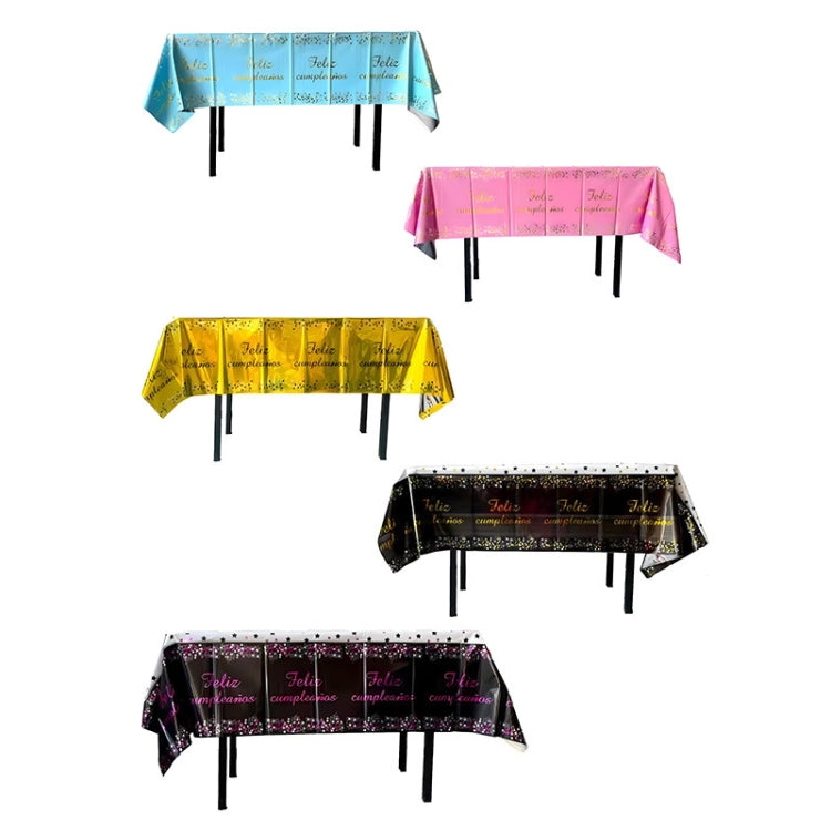 137x183cm Happy Birthday PET Aluminum Film Tablecloths Disposable Waterproof Party Decorative Table Cloth, English White Balloon, English Black Balloon, English Pink Balloon, Spanish Pink Star, Spanish Gold Star, Spanish Rose Star