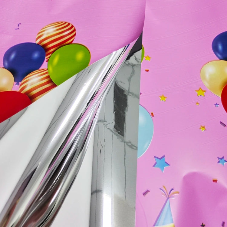 137x183cm Happy Birthday PET Aluminum Film Tablecloths Disposable Waterproof Party Decorative Table Cloth, English White Balloon, English Black Balloon, English Pink Balloon, Spanish Pink Star, Spanish Gold Star, Spanish Rose Star