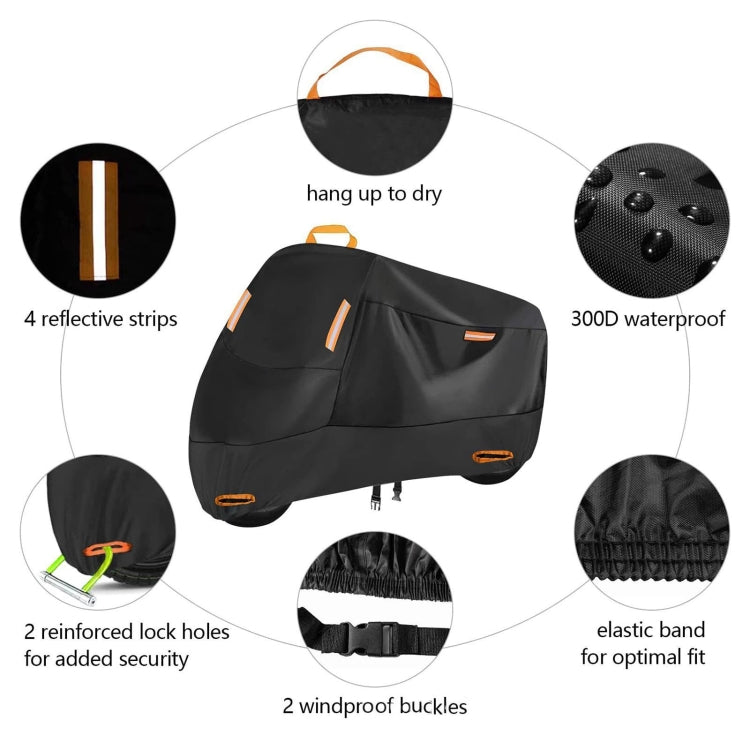 Motorcycle Rain Sun Protection Cover Oxford Cloth Dustproof With Anti-theft Buckle, M, L, XL, XXL, XXXL, XXXXL
