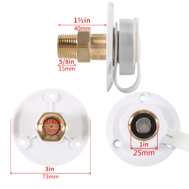 Brass Water Inlet Check Valve For Yacht RV With Adapter, White With Adapter, Black With Adapter