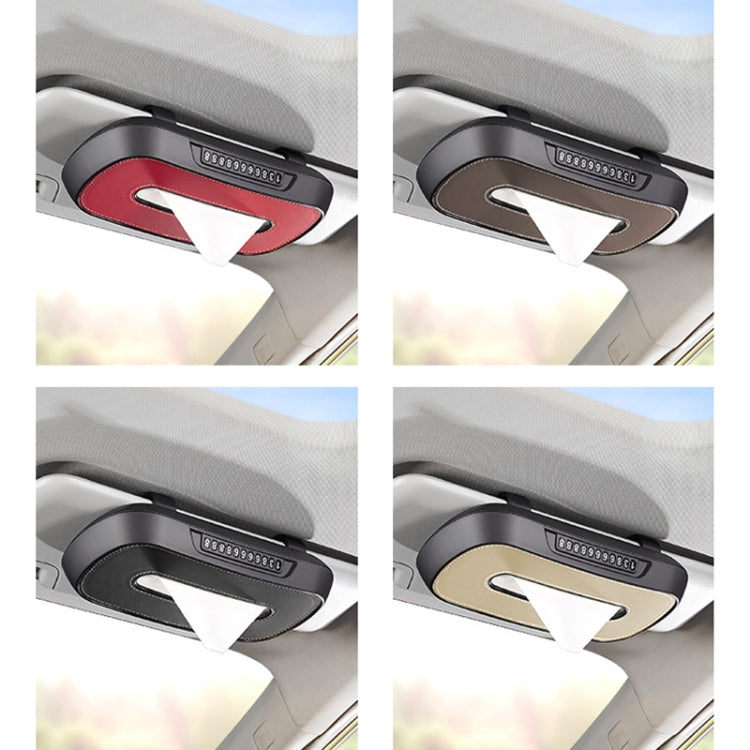 Car Sun Visor Hanging Sunroof Seat Back Tissue Box, Leather Black, Leather Beige, Leather Brown, Leather Red, Suede Dark Gray, Suede Beige, Suede Brown, Suede Red